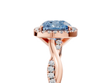 Rose gold Fancy Blue Cushion  Cut Halo Twisted Band Four-Prong Ring_25