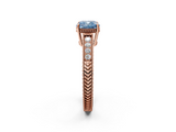 Rose gold Fancy Blue Cushion  Cut Milgrain Channel Set Engagement Ring with Solitaire Prong Setting_64