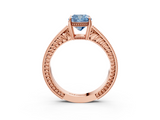 Rose gold Fancy Blue Cushion  Cut Milgrain Channel Set Engagement Ring with Solitaire Prong Setting_65