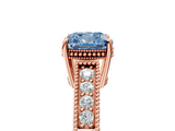 Rose gold Fancy Blue Cushion  Cut Milgrain Channel Set Engagement Ring with Solitaire Prong Setting_67