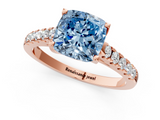 Rose gold Fancy Blue Cushion  Cut Pavé Band Solitaire Ring with Four-Prong Setting_36