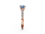 Rose gold Fancy Blue Cushion  Cut Pavé Band Solitaire Ring with Four-Prong Setting_37