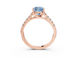 Rose gold Fancy Blue Cushion  Cut Pavé Band Solitaire Ring with Four-Prong Setting_38