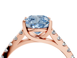 Rose gold Fancy Blue Cushion  Cut Pavé Band Solitaire Ring with Four-Prong Setting_39