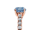 Rose gold Fancy Blue Cushion  Cut Pavé Band Solitaire Ring with Four-Prong Setting_40