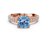 Rose gold Fancy Blue Cushion  Cut Pave Diamond Engagement Ring with Channel Set Band and Four-Prong Setting_19