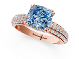 Rose gold Fancy Blue Cushion  Cut Pave Diamond Engagement Ring with Channel Set Band and Four-Prong Setting_20