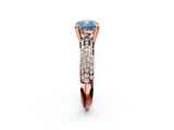 Rose gold Fancy Blue Cushion  Cut Pave Diamond Engagement Ring with Channel Set Band and Four-Prong Setting_21