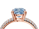 Rose gold Fancy Blue Cushion  Cut Pave Diamond Engagement Ring with Channel Set Band and Four-Prong Setting_23
