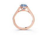 Rose gold Fancy Blue Cushion Cut Solitaire Cathedral Diamond Engagement Ring with Channel-Set Band and Four-Prong Setting_6