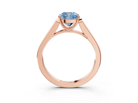 Rose gold Fancy Blue Cushion Cut Solitaire Cathedral Diamond Engagement Ring with Channel-Set Band and Four-Prong Setting_6