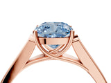 Rose gold Fancy Blue Cushion Cut Solitaire Cathedral Diamond Engagement Ring with Channel-Set Band and Four-Prong Setting_7