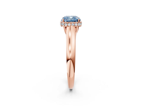 Rose gold Fancy Blue Cushion Cut Solitaire Diamond Engagement Ring with Four-Prong Setting and Tapered Band_2