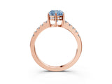 Rose gold Fancy Blue Cushion Cut Solitaire Diamond Engagement Ring with Pavé Band and Six-Prong Setting_15