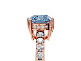 Rose gold Fancy Blue Cushion Cut Solitaire Diamond Engagement Ring with Pavé Band and Six-Prong Setting_17
