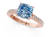 Rose gold Fancy Blue Cushion  Cut Solitaire Diamond Engagement Ring with Pave Band and Four-Prong Setting_165