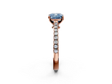 Rose gold Fancy Blue Cushion  Cut Solitaire Diamond Engagement Ring with Pave Band and Four-Prong Setting_166