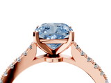 Rose gold Fancy Blue Cushion  Cut Solitaire Diamond Engagement Ring with Pave Band and Four-Prong Setting_168