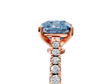 Rose gold Fancy Blue Cushion  Cut Solitaire Diamond Engagement Ring with Pave Band and Four-Prong Setting_169