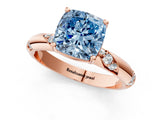 Rose gold Fancy Blue Cushion Cut Solitaire Diamond Engagement Ring with Twisted Pave Band and Four-Prong Setting_4