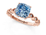 Rose gold Fancy Blue Cushion Cut Solitaire Diamond Ring with Infinity Twist Band and Four-Prong Setting_13
