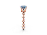 Rose gold Fancy Blue Cushion Cut Solitaire Diamond Ring with Infinity Twist Band and Four-Prong Setting_14