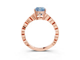 Rose gold Fancy Blue Cushion Cut Solitaire Diamond Ring with Infinity Twist Band and Four-Prong Setting_15