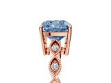 Rose gold Fancy Blue Cushion Cut Solitaire Diamond Ring with Infinity Twist Band and Four-Prong Setting_17