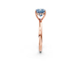 Rose gold Fancy Blue Cushion Cut Solitaire Diamond Ring with Prong Setting and Plain Band_2