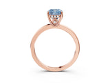 Rose gold Fancy Blue Cushion Cut Solitaire Diamond Ring with Prong Setting and Plain Band_3