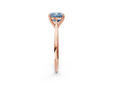 Rose gold Fancy Blue Cushion Cut Solitaire Diamond Ring with Six-Prong Setting and Classic Band_14