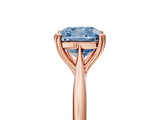 Rose gold Fancy Blue Cushion Cut Solitaire Diamond Ring with Six-Prong Setting and Classic Band_17