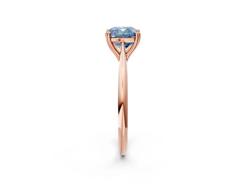 Rose gold Fancy Blue Cushion Cut Solitaire Diamond Ring with Six-Prong Setting and Classic Band_2