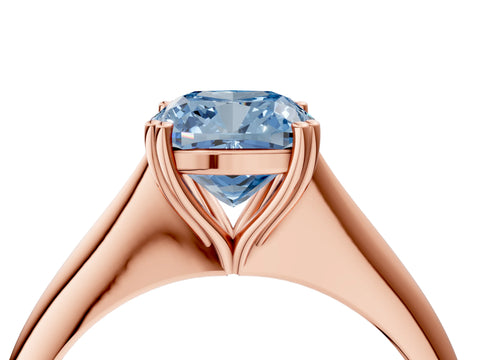 Rose gold Fancy Blue Cushion Cut Solitaire Diamond Ring with Six-Prong Setting and Classic Band_4