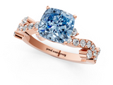 Rose gold Fancy Blue Cushion  Cut Solitaire Diamond Twisted Band with Pave Setting_46
