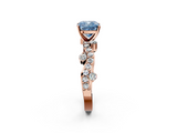 Rose gold Fancy Blue Cushion  Cut Solitaire Diamond Twisted Band with Pave Setting_47