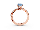 Rose gold Fancy Blue Cushion  Cut Solitaire Diamond Twisted Band with Pave Setting_48