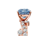 Rose gold Fancy Blue Cushion  Cut Solitaire Diamond Twisted Band with Pave Setting_50