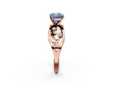 Rose gold Fancy Blue Cushion  Cut Solitaire Diamond with Side Stones on Criss-Cross Band and Four-Prong Setting_5