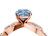 Rose gold Fancy Blue Cushion  Cut Solitaire Diamond with Side Stones on Criss-Cross Band and Four-Prong Setting_7