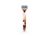 Rose gold Fancy Blue Cushion  Cut Solitaire Engagement Ring with Flat Band and Four-Prong Setting 3