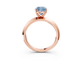 Rose gold Fancy Blue Cushion  Cut Solitaire Engagement Ring with Flat Band and Four-Prong Setting 4