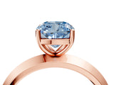 Rose gold Fancy Blue Cushion  Cut Solitaire Engagement Ring with Flat Band and Four-Prong Setting 5