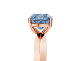 Rose gold Fancy Blue Cushion  Cut Solitaire Engagement Ring with Flat Band and Four-Prong Setting