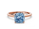 Rose gold Fancy Blue Cushion  Cut Solitaire Engagement Ring with Four-Prong Setting and Classic Band_20