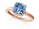 Rose gold Fancy Blue Cushion  Cut Solitaire Engagement Ring with Four-Prong Setting on a Classic Band_21
