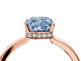 Rose gold Fancy Blue Cushion  Cut Solitaire Engagement Ring with Four-Prong Setting on a Classic Band_24