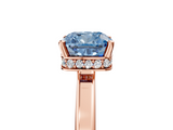Rose gold Fancy Blue Cushion  Cut Solitaire Engagement Ring with Four-Prong Setting on a Classic Band_25