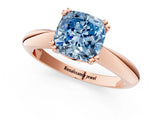 Rose gold Fancy Blue Cushion  Cut Solitaire Engagement Ring with Tapered Band and Four-Prong Setting 1