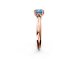 Rose gold Fancy Blue Cushion  Cut Solitaire Engagement Ring with Tapered Band and Four-Prong Setting 2